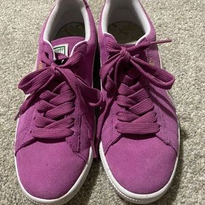 Pink suede Puma sneakers